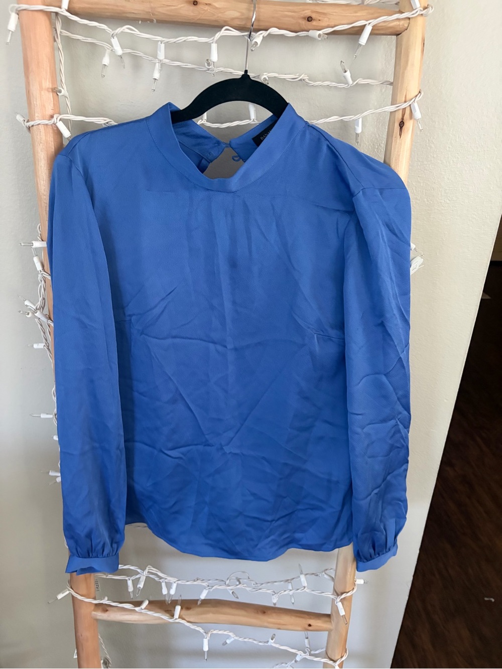 Banana Republic Royal Blue Long-Sleeve Mock Neck Blouse